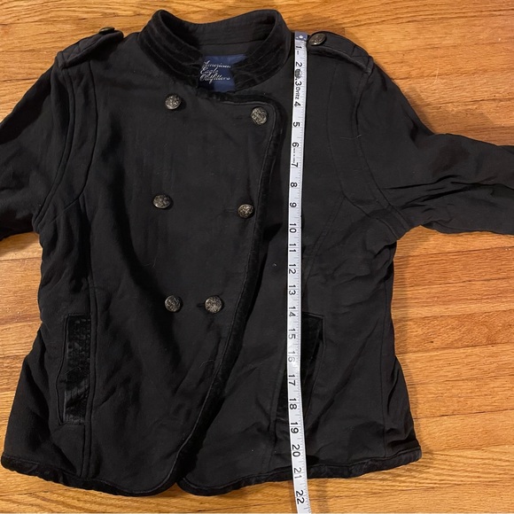 American Eagle Women’s Black Double Breasted Military Band Jacket Large - Picture 14 of 14